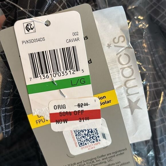 PGA TOUR Men's Plaid Print Short-Sleeve Performance Polo Shirt - Picture 2 of 2